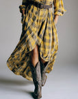 Casual losse retro geruite shirtjurk met riem