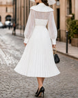 Franse vintage witte v-hals midi wikkeljurk
