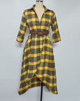 Casual losse retro geruite shirtjurk met riem