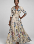 Denise - Bloemen Maxi Jurk met A-lijn en V-hals