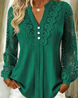 Madelief | Geplooide blouse met kanten mouwen