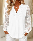 Madelief | Geplooide blouse met kanten mouwen