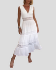 By Esmee - Mouwloze boho-midijurk met kanten details
