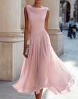 Midi-jurk van chiffon met gedrapeerde halslijn
