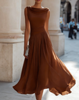 Midi-jurk van chiffon met gedrapeerde halslijn