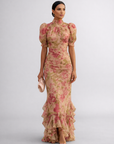 Rosario | Lange Bloemenjurk in Chiffon