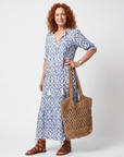 Ottoline | Tassel Tie Neck Gedrukt Midi-jurk