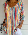 Belinda | Kleurrijk Gestreept T-Shirt