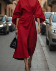Elegante Effen Kleur Taille Jurk