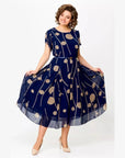 Katja | Polkadot Chiffon Midi Jurk