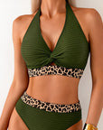 Bikini Geribbeld Leopard Kleurblok