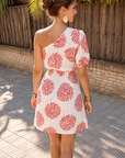 Sienna - One-shoulder Zomerjurk met rode print