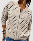 Veerle | Beige opengewerkt vest