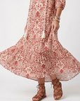 Noelle | Ornate Print Tassel Tie Midi Dress