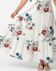 Maeva | Verspreide Bloemen Tassel Taille Midi Jurk