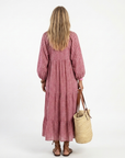 Arlette | Midi-jurk met geometrische print en lange mouwen
