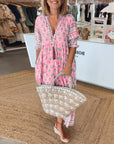 MANA | MIDI ROZE CHIC JURK MET V-HALS