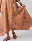 Remi | Geprinte Oversized Midi-jurk met Notch Hals en Zakken