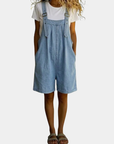 Isabel - Korte denim jumpsuit met zachte katoenlook en vintage wasbeurt Lichtblauw