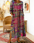 Manuela | Geprinte Jurk met Etnisch Patchwork