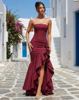 Xyrelle - Maxi jurk zonder mouwen met split en ruffles