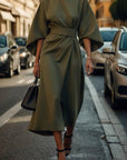 Elegante Effen Kleur Taille Jurk