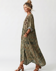 Aleta | Knop Voorkant Oversized Pocket Midi Jurk