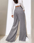 Moniek - Geribbelde Effen Kleur Casual Broek