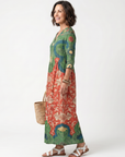 Sloane | Gemengd Print V-Hals Pocket Midi Jurk
