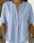 Sabine | Effen kleur blouse met halve mouwen