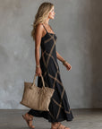 Vittoria – Geometrisch Zwart Camel Jurk