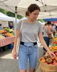 Yvette - Denim capribroek met hoge taille en aansluitende pasvorm
