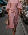 Elegante Effen Kleur Taille Jurk