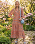Amara | Midi jurk met V-hals en geometrisch patroon