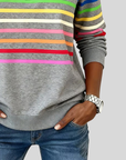 Prismette™ | Kleurrijke Gestreepte Quarter-Zip Sweatshirt
