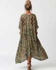 Aleta | Knop Voorkant Oversized Pocket Midi Jurk