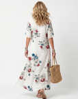 Maeva | Verspreide Bloemen Tassel Taille Midi Jurk