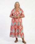 Zaria | Midi-jurk met paisleyprint en V-hals met korte mouwen
