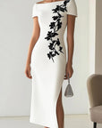 Chique Bloemenprint Bootnek Midi Jurk