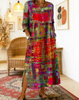 Manuela | Geprinte Jurk met Etnisch Patchwork