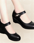 Jacoba - Zachte leren schoenen met hak en een zachte, antislipzool