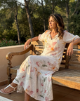 Noa | Zachte Bloemen Tiered Tassel Midi Jurk