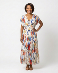 Savannah | Mouwloze plissé midi jurk