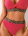 Bikini Geribbeld Leopard Kleurblok