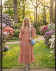 Amara | Midi jurk met V-hals en geometrisch patroon