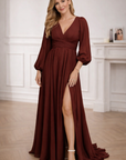 Sophia - Elegante maxi Jurk met V-hals en hoge split