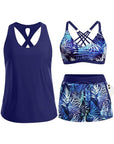 Bedekking En Bikini Crisscross Mouwloos Topje + Koorddruk Geprinte Broek Voor