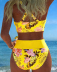 Bikini Contrast Bloemenpatroon Gesplitst