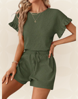 Britt | Casual set met rimpeling en knoopdetails