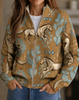 Perpetua™ | Woestijnpaard en Cactus Zip Cardigan
